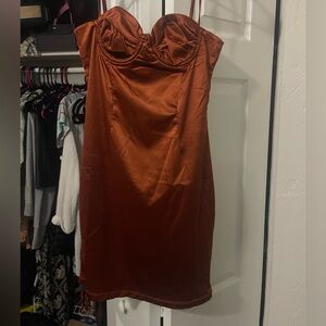 NWT Fashion Nova Satin Mini Dress in Sienna